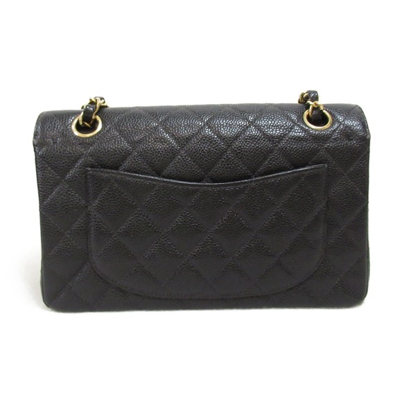 Chanel Black Double Chain Matelasse Shoulder Flap Caviar Skin Bag - Picture 1 of 10
